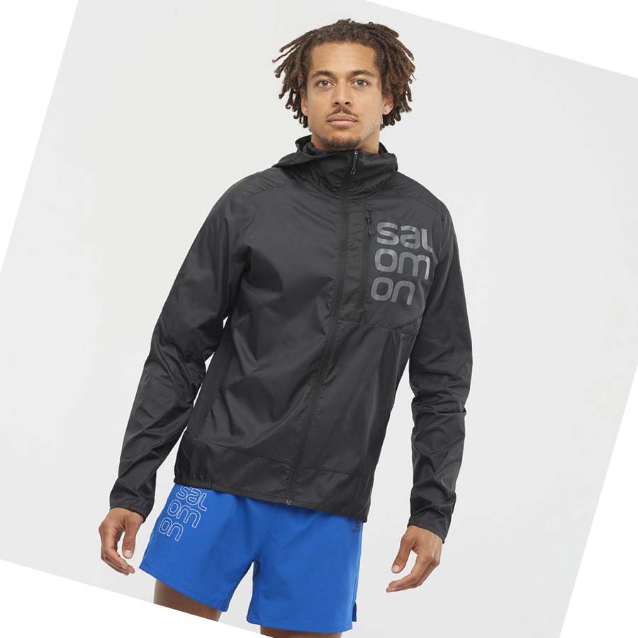 Salomon BONATTI CROSS WIND WINDBREAKERS Kabát Férfi Fekete | HU 2361ZUT